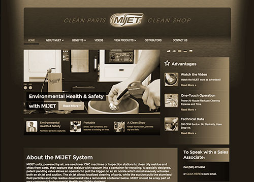 MiJet website homepage.